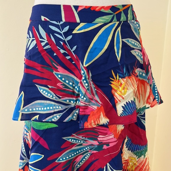 FARM RIO size M tropical leaf print layered skirt - Picture 5 of 10